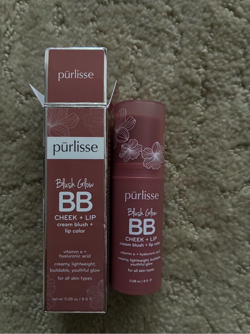 Purlisse Blush Glow BB Cheek + Lip Cream Blush Stick Lip Colour in Nude Sugar